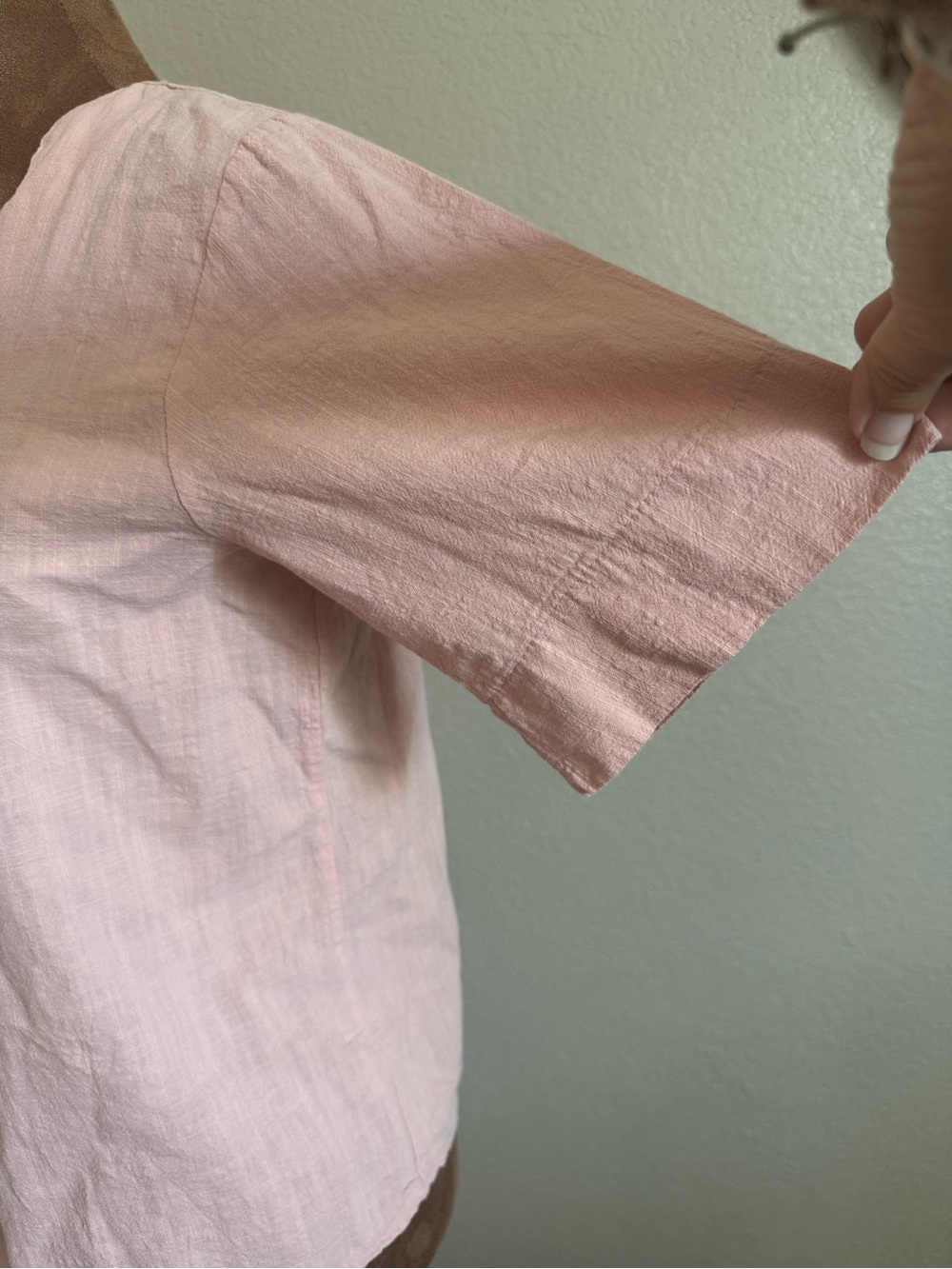 BABI | Women's Blush Peach Button-Front Top Scallop Neck | Made in Korea - Picture 6 of 7